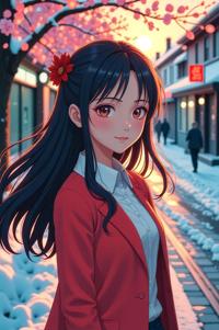 anime style masterpiece,best quality , Center Parting spring bud hair, spring