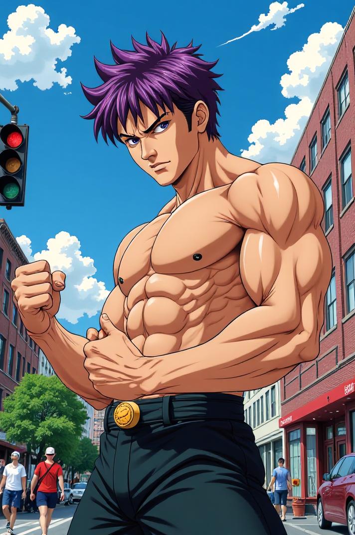 asian anime style marvel Iron Fist masterpiece,best quality , asian anime, Buffont royal purple hair