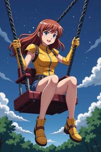 anime style masterpiece,best quality , Lob buff hair, summer