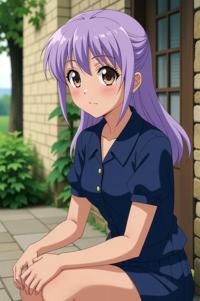 anime style masterpiece,best quality , Mullet lavender hair, summer