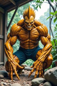 asian anime style marvel Man Thing masterpiece,best quality , asian anime, Mohawk Spike ochre hair