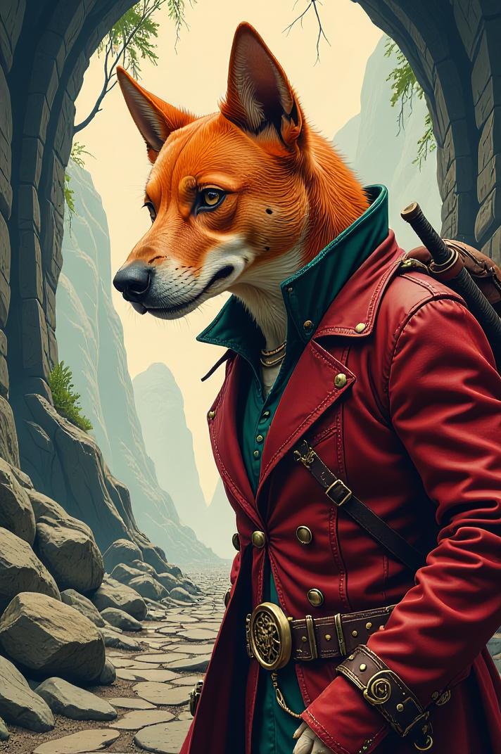 Anime style s Transylvanian Hound from Warhammer , universe, Buzz Cut carrot orange hair, spring