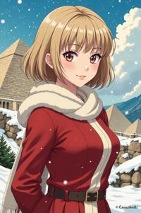 anime style masterpiece,best quality , Crew Cut beige hair, winter