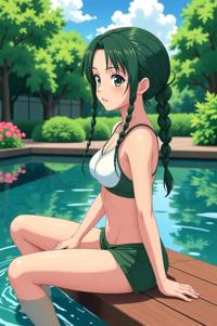 asian anime style marvel Moondragon masterpiece,best quality , asian anime, Braids olive hair
