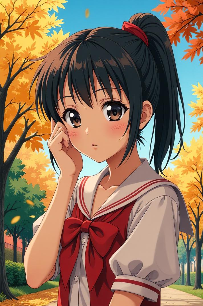 anime style masterpiece,best quality , Grungey Behind Ears thistle hair, autumn