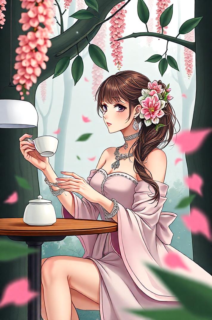 Anime style , hip level shot, masterpiece , best quality