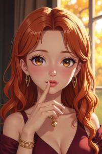 anime style masterpiece,best quality , Center Parting copper hair, autumn