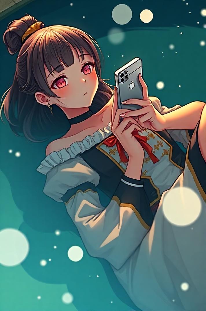 Anime style , high angle shot, masterpiece , best quality