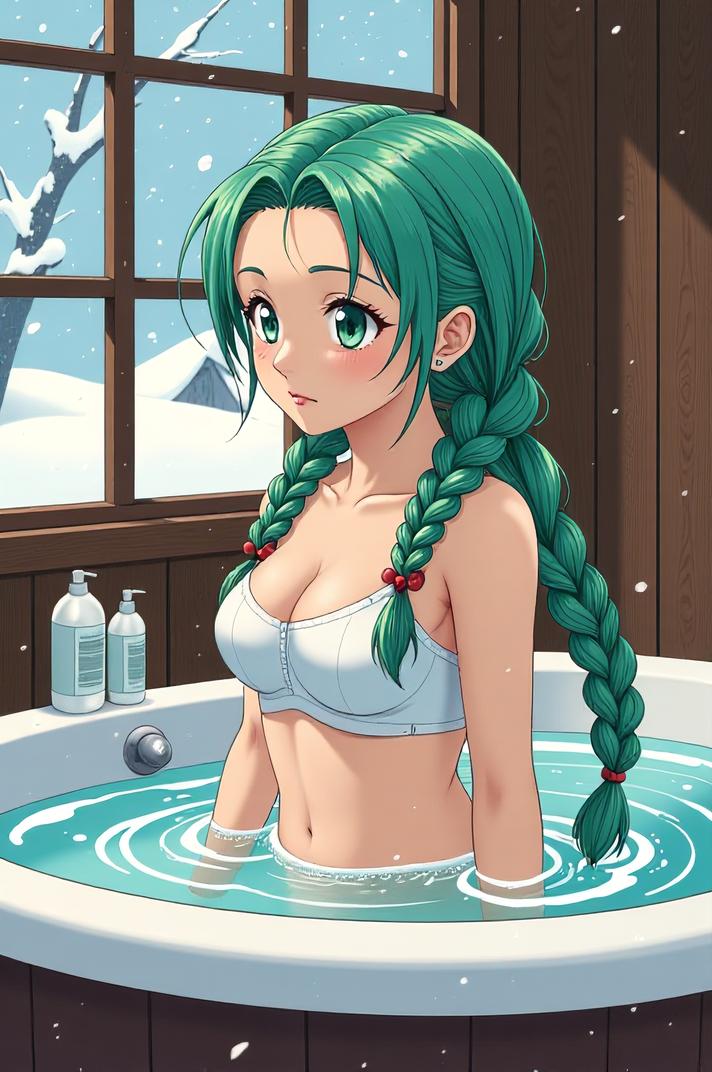 asian anime style marvel Franklin Richards masterpiece,best quality , asian anime, Long Braids celadon hair