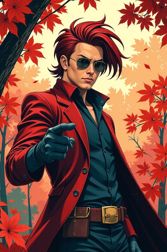 asian anime style marvel Nick Fury masterpiece,best quality , asian anime, Grungey Parted amaranth hair