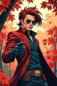 asian anime style marvel Nick Fury masterpiece,best quality , asian anime, Grungey Parted amaranth hair