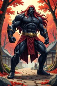 asian anime style marvel Black Goliath masterpiece,best quality , asian anime, Long Center Parting copper hair