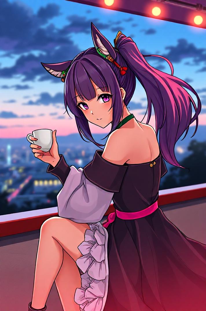 Anime style , knee level shot, masterpiece , best quality