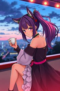 Anime style , knee level shot, masterpiece , best quality
