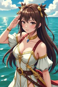 anime style masterpiece,best quality , Over Eye asparagus hair, summer