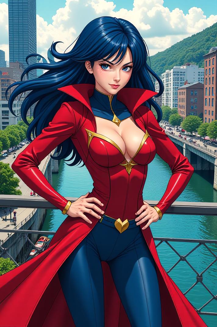 asian anime style marvel Scarlet Witch masterpiece,best quality , asian anime, Spike navy blue hair