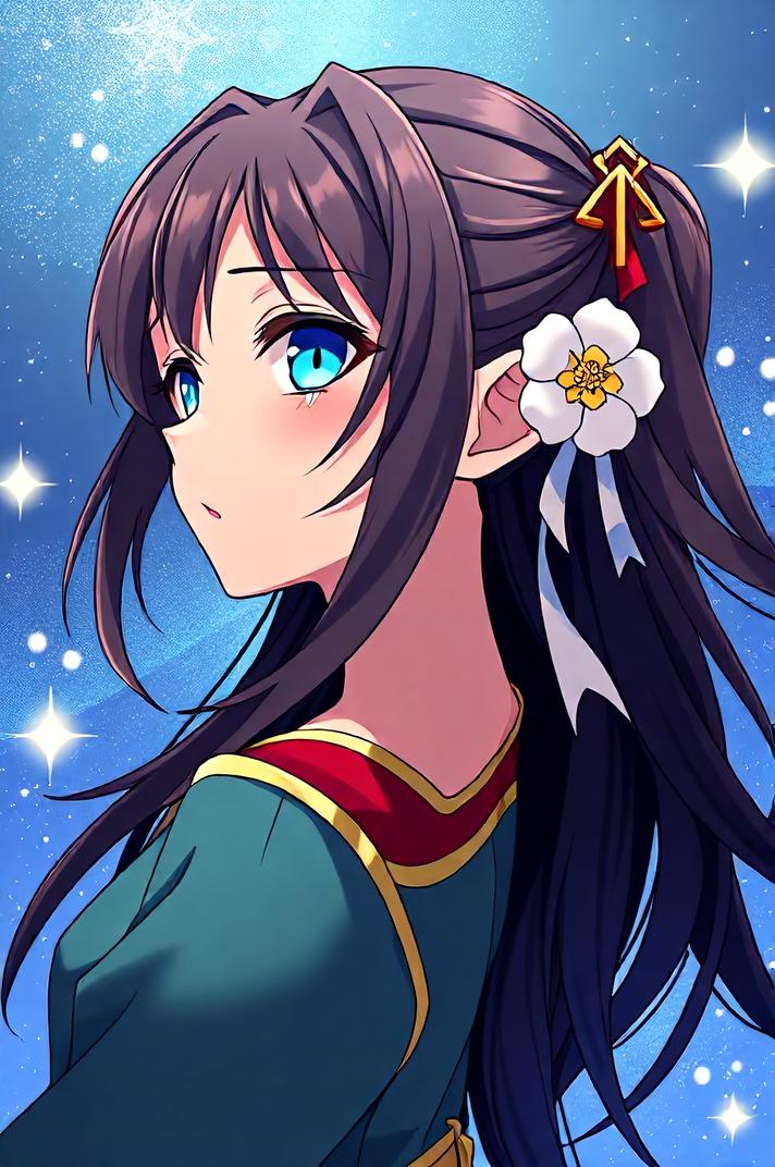 Anime style , looking away shot, masterpiece , best quality