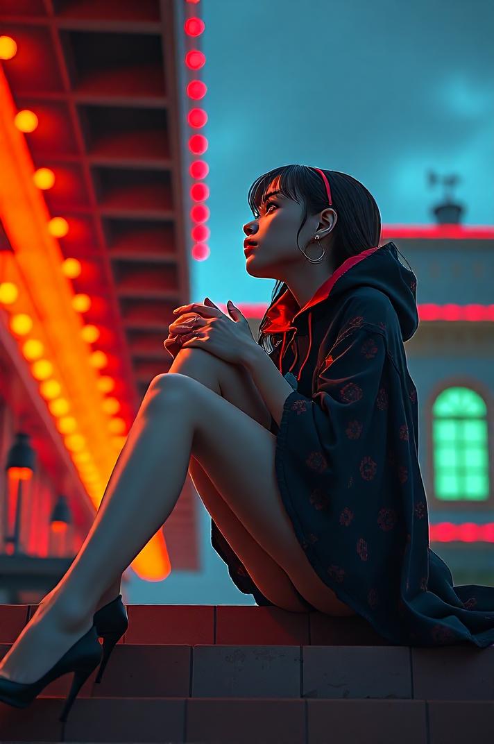 Anime style , low angle shot, masterpiece , best quality