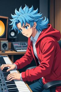 asian anime style marvel Husk masterpiece,best quality , asian anime, Mullet Curly sky blue hair