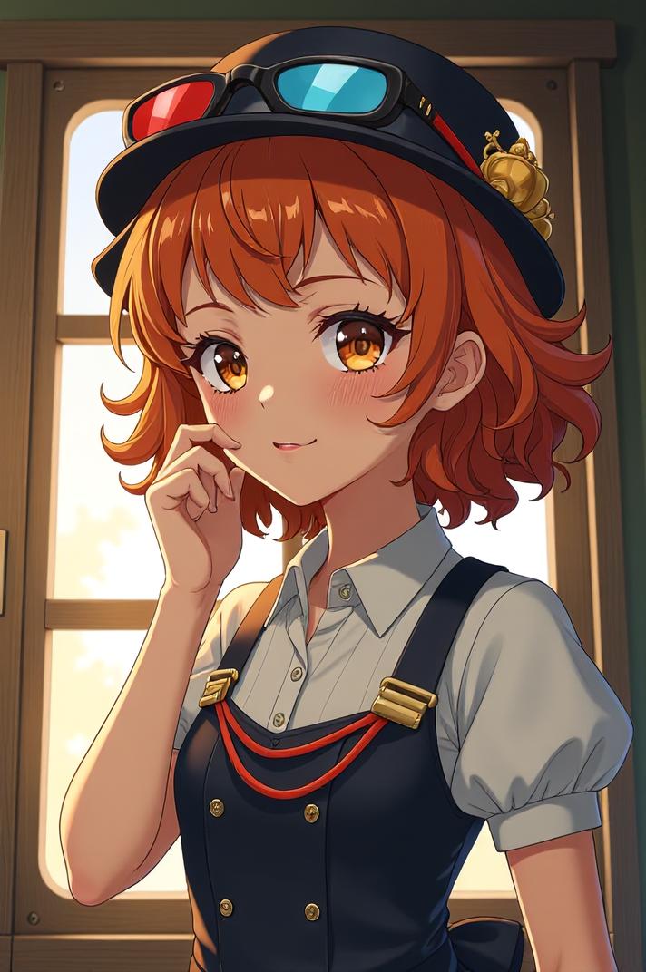 anime style masterpiece,best quality , Rachel Curly pumpkin hair, summer