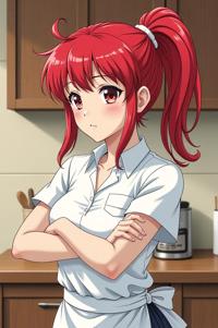 asian anime style marvel Yelena Belova masterpiece,best quality , asian anime, Flat Top vermilion hair