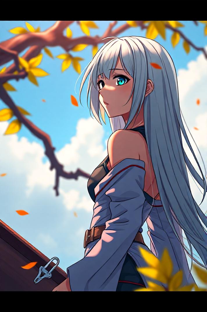 Anime style , looking away shot, masterpiece , best quality