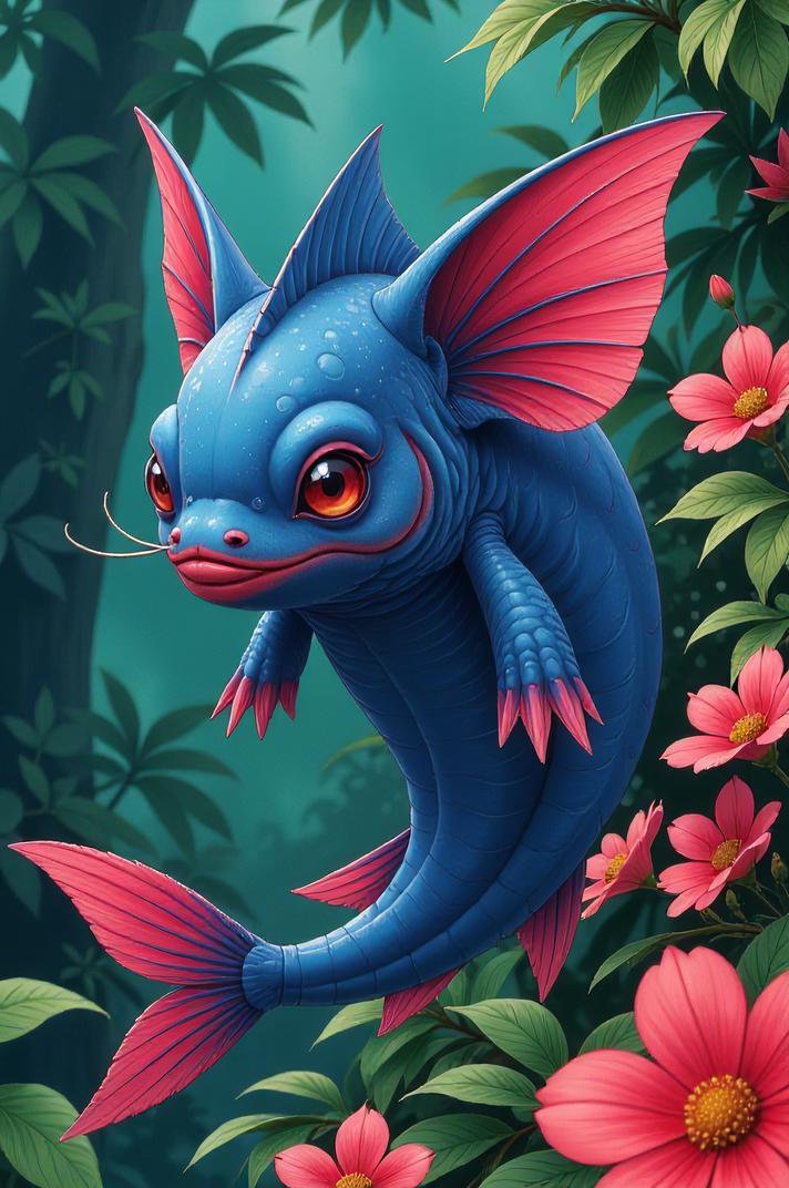 Anime style s Red Lipped Batfish from Narcos universe, That s all cornflower hair, spring, full body shot