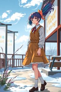Anime style , knee level shot, masterpiece , best quality