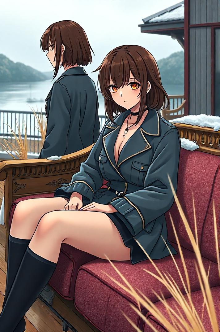 Anime style , Front side back three views shot, masterpiece , best quality