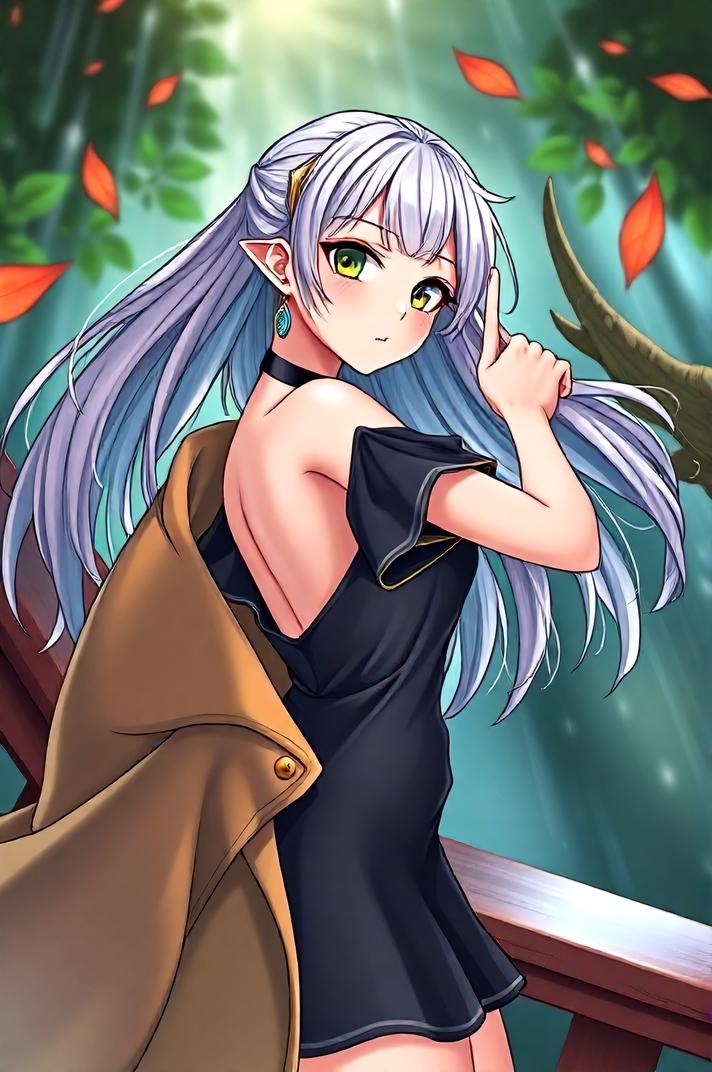 Anime style , looking away shot, masterpiece , best quality