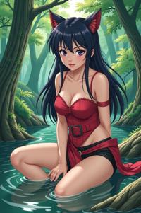 asian anime style marvel Magik masterpiece,best quality , asian anime, Over Eye caput mortuum hair