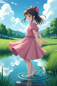Anime style , Front side back three views shot, masterpiece , best quality