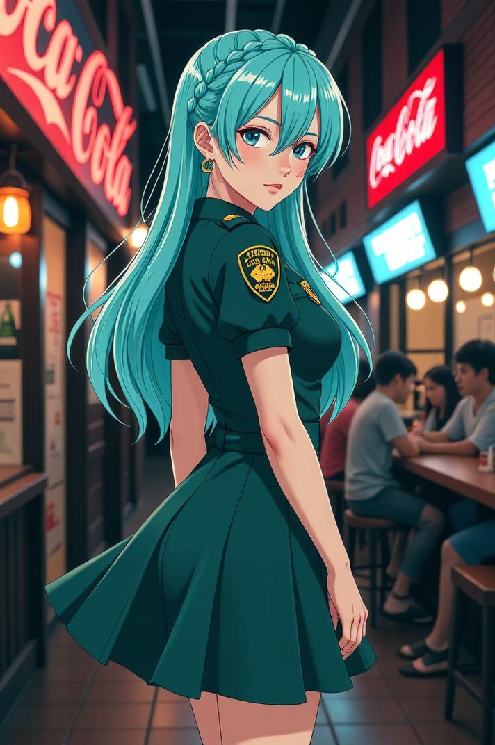 anime style masterpiece,best quality , Cornrows powder blue hair, summer