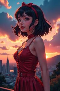 Anime style , looking away shot, masterpiece , best quality