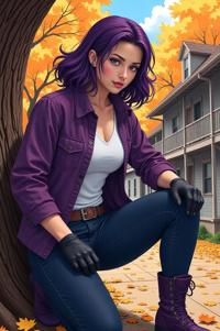 asian anime style marvel Luke Cage masterpiece,best quality , asian anime, Rachel han purple hair