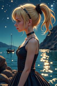 Anime style , Front side back three views shot, masterpiece , best quality