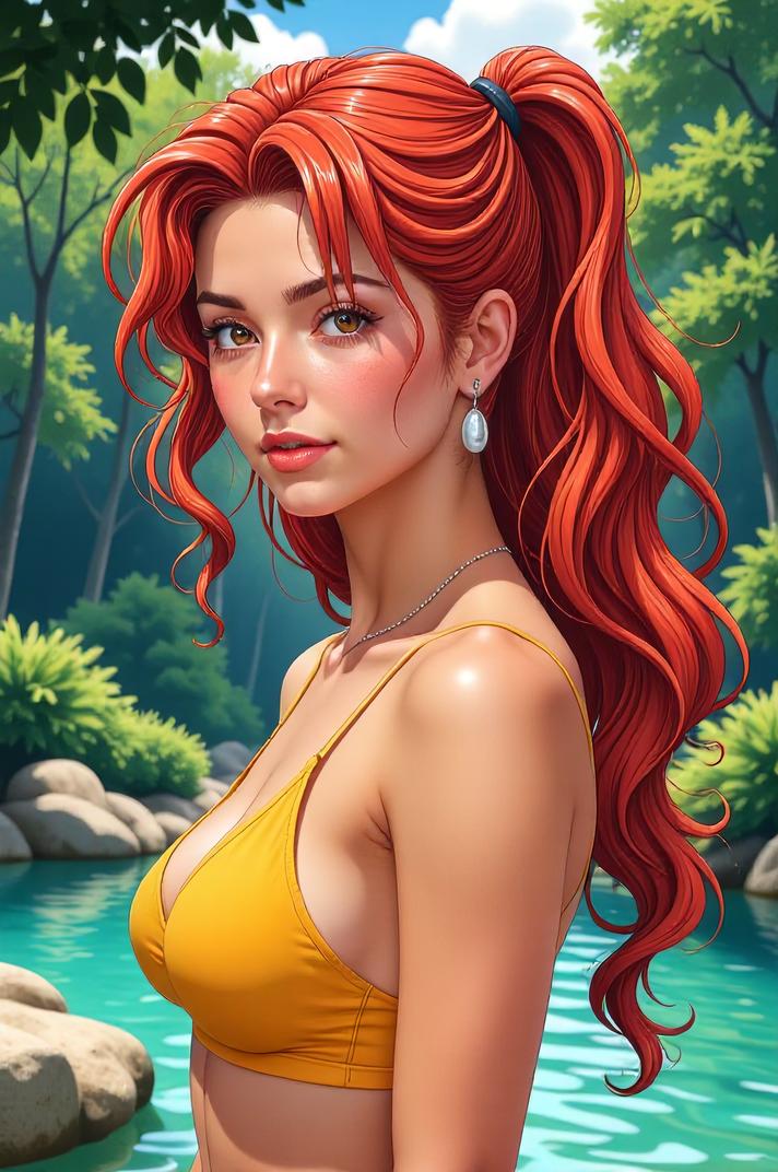 anime style masterpiece,best quality , Mullet papaya whip hair, summer