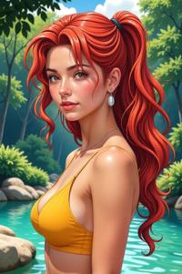anime style masterpiece,best quality , Mullet papaya whip hair, summer