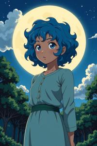 anime style masterpiece,best quality , Top Curls sky blue hair, summer