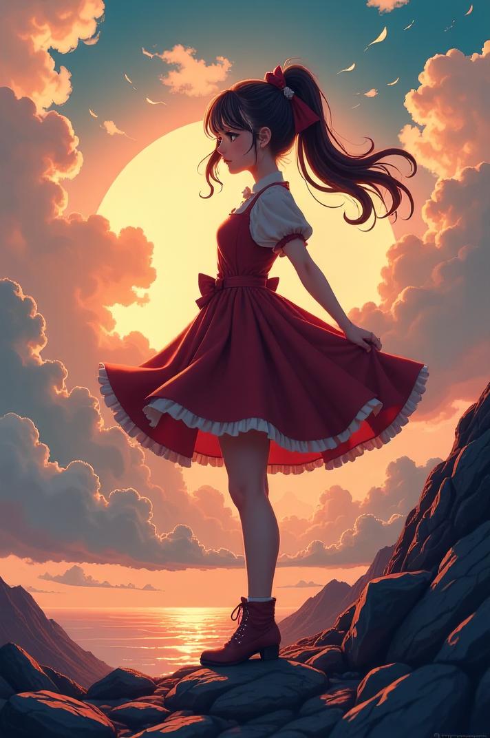 Anime style , ground level shot, masterpiece , best quality