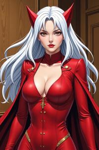 asian anime style marvel Scarlet Witch masterpiece,best quality , asian anime, Grungey Behind Ears navajo white hair