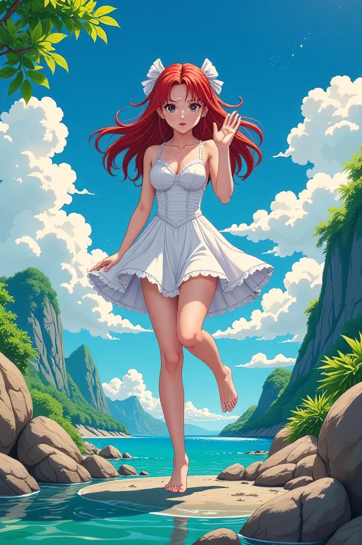 anime style masterpiece,best quality , That s all bistre hair, summer