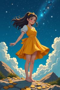 Anime style , from below shot, masterpiece , best quality