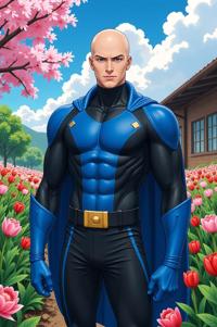 asian anime style marvel Black Bolt masterpiece,best quality , asian anime, Bald royal blue hair