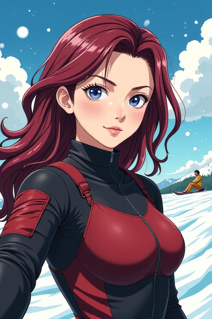 asian anime style marvel Jessica Jones masterpiece,best quality , asian anime, Left Parting burgundy hair
