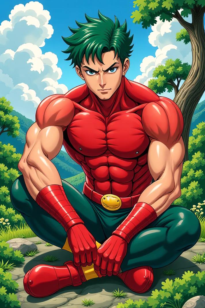 asian anime style marvel Wonder Man masterpiece,best quality , asian anime, Crew Cut zucchini hair