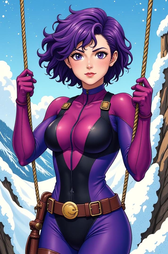 asian anime style marvel Kitty Pryde masterpiece,best quality , asian anime, Short Curly violet hair