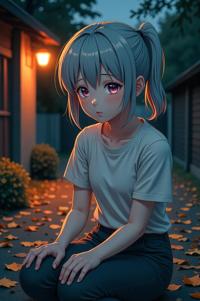 anime style masterpiece,best quality , Crew Cut thistle hair, autumn