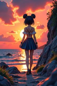 Anime style , Front side back three views shot, masterpiece , best quality