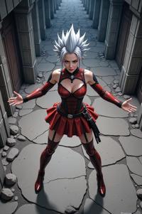 anime style masterpiece,best quality , Mohawk Spike slate grey hair, spring